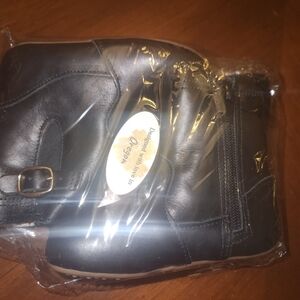 Kids Black Side-Zip Casual Boots with Buckle Detail